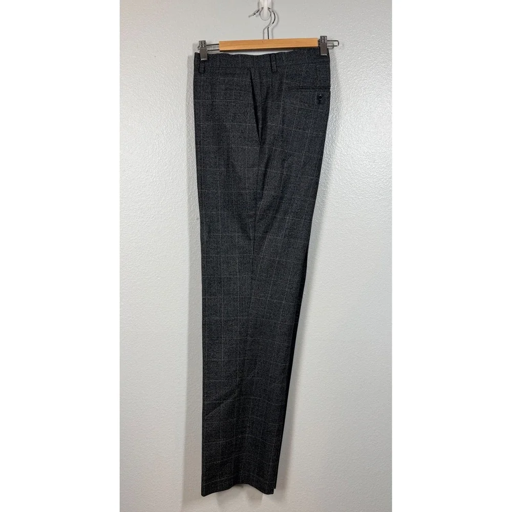 Banana Republic Trousers Mens 36 Grey Windowpane Plaid Italian Marzotto Standard
